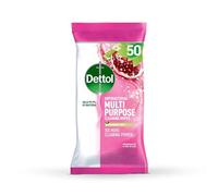 Dettol Antibacterial Multi-Surface Cleaning Wipes, Biodegradable Pomegranate, 50 Wipes