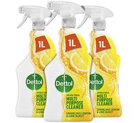 Dettol Cleaning Spray Lemon & Lime – Antibacterial Disinfectant, Kills 99.99% of Germs – 3×1L (3L)