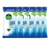 Dettol Cleansing Surface Wipes | 126 Large Antibacterial Wipes | 6 Packs