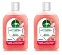Dettol, Disinfectant Liquid, Antibacterial, Rose and Peach Blossom, 500ml, Long Lasting Fragrance with Essential oils, No Harsh Residue, Kills 99.9 Percent of Bacteria (Pack of 2)