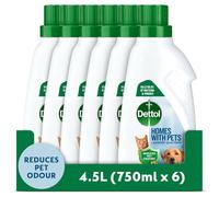Dettol Homes With Pets Laundry Sanitiser, Fresh Breeze, 6 X 750 ml Multipack, Total 4.5L, Cleanser & Disinfectant, Eliminates Pet Odours, Liquid Detergent