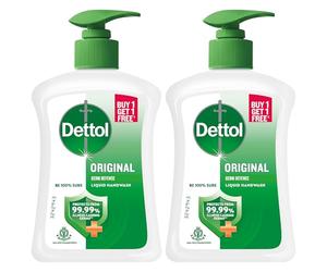Dettol Liquid Handwash Dispenser Bottle Pump (210ml, Buy 1 Get 1 Free)- Original Hand Wash | Germ Defence Formula | 10x Better Germ Protection