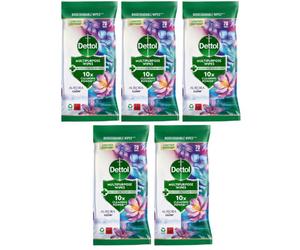 Dettol Multipurpose Biodegradable Wipes Aurora Glow 70 Wipes X5 Packs