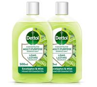 Dettol, Multipurpose Concentrated Disinfectant Liquid, Antibacterial, Eucalyptus and Mint, 500ml 2 Unit, Long Lasting Fragrance with Essential oils, No Harsh Residue, Kills 99.9 Percent of Bacteria