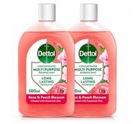 Dettol, Multipurpose Concentrated Disinfectant Liquid, Antibacterial, Rose and Peach Blossom, 500ml 2 Units, Long Lasting Fragrance, No Harsh Residue, Kills 99.9 Percent of Bacteria