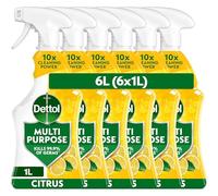 Dettol Antibacterial Multi Surface Cleaner Spray, Lemon & Lime, 6-Pack (6 x 1L), Total 6L, Kitchen Disinfectant, Household Cleaning Solution, Germ Protection, Fresh Scent