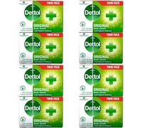 Dettol Original Antibacterial Soap Bar 4 Twin Pack (8 x 100g) - Germ Protection Bathing Soap for Hands & Body | Cleansing Antiseptic Bar with Long-Lasting Freshness & 100% Better Germ Defence