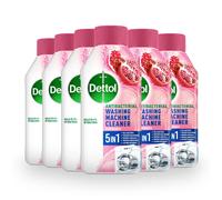 Dettol Pomegranate Washing Machine Cleaner, Antibacterial Liquid, Eliminates Bacteria, Odour, Limescale, Dirt, Pack of 6 x 250 ml, Fresh Scent, Deep