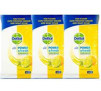 Dettol Power Fresh Floor Wipes, Citrus, 45 Wipes, Pack of 3 x 15