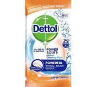 Dettol Power & Pure Multipurpose Kitchen Cleaning Wipes, Oxygen Splash - Pack of 30 Large Wipes