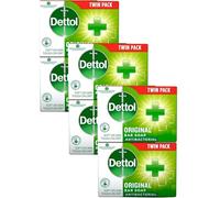 Dettol Soap Original Antibacterial Bar - 3 Twin Pack, 6 x 100g Antibacterial Hand & Body Soap Bar - Disinfects and Kills 99.99% of Germs, Ideal for Handwashing and Cleansing