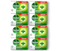 Dettol Soap Original Antibacterial Bar - 4 Twin Pack, 8 x 100g Antibacterial Hand & Body Soap Bar - Disinfects and Kills 99.99% of Germs, Ideal for Handwashing and Cleansing