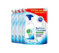 DETTOL Surface Cleaner Pouch Refill, Multipack of 4 X 1.2L, Total 4.8L, Antibacterial Disinfectant Surface Cleaning Spray Household Cleaners