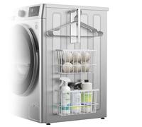 Detukna Magnetic Dryer Ball Holder and Hanger Organizer Magnetic Hanger Holder for Washing Machine Laundry Room Organization, Laundry Dryer Balls Storage & Hanger Storage Magnetic Organizer (White)