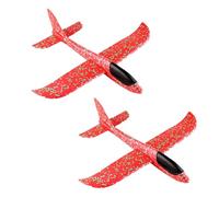 Detull Foam Glider Plane, Throwing Foam Airplane Toy, Large Glider Planes for Kids, Manual Throwing Aeroplane Toys, Children Aircraft Glider Toy for 3-12 Years Old Kids Birthday Gifts (2PCS Red)
