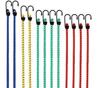 DEUBA® 12x Bungee Cords With Hooks | 4 Lengths 30-95cm | Lashing Straps for Securing Luggage, Camping Tents, Tarps, Garden Furniture, Wheelie Bin Lid | Weatherproof & Scratch Resistant