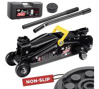 Deuba® 2 Tonne Hydraulic Car Jack | Equipment Case & Rubber Pad | Lift Height 135-330 mm | Access for Car Accessories Tyre Inflator, Oil Filter, Spray Adhesive & Power Tools | Black