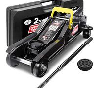 Deuba® 2 Tonne Low Profile Hydraulic Car Jack | Equipment Case & Rubber Pad | Lift Height 85-330 mm | Access for Car Accessories Tyre Inflator, Oil Filter, Spray Adhesive & Power Tools | Black