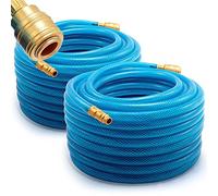 DEUBA® 20m Air Compressor Hose | 1/4 Inch Connection | 15 Bar Pressure Capacity | Flexible Rubber with Fabric Reinforcement | Pre-Assembled with Quick Coupling | Durable & Versatile | Blue