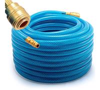 DEUBA® 20m Air Compressor Hose | 1/4 Inch Connection | 15 Bar Pressure Capacity | Flexible Rubber with Fabric Reinforcement | Pre-Assembled with Quick Coupling | Durable & Versatile | Blue