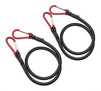 DEUBA® 2x Bungee Cords with Carabiner Hooks Clips 80cm | 31.5" Stretchy Rubber Tension Luggage Strap | Sturdy Weather Resistant Expanding | For Camping, Tarps, Bike Rack, Tent Car | Black/Red