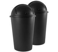 Deuba® 2x Kitchen Bin with Slide Lid, Nappy Bin, 50L Each, 68x40cm, Black | Food Waste Bin, Compatible with Standard Bin Bags, Ideal for Home & Kitchen, Office, Bathroom, Food Waste Bags & Dog Poo Bags