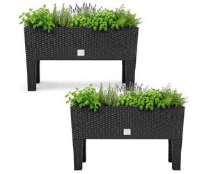 Deuba® 2x Raised Garden Bed Planter with Legs, 60x25x46cm, Anthracite Grey