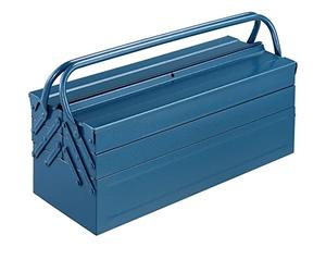 DEUBA® 3 Level Cantilever Tool Box | Heavy Duty Steel | Lockable | 5 Trays | Oil Resistant | Storage Box for Tool Kit | Tape Measure, Multi Tool, Hammer, Drill, Knife, Screwdriver Set Blue 53x20x20cm