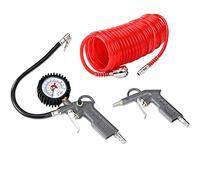 DEUBA® 3pc Compressed Air Tool Set, Tyre Inflator with Gauge & Hose