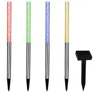 Deuba® 4X Solar LED Garden Post Lights | 48cm Tall Colour Changing Outdoor Lighting | Automatic Twilight Sensor Switch Light | IP44 Sunlight Powered Patio Lamp Set | Stainless Steel