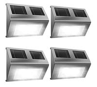 Deuba 4X Wireless Solar Light Outdoor LED Waterproof Stainless Steel Garden Light Set Path Solar Lamp Twilight Sensor