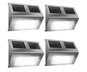 Deuba 4X Wireless Solar Light Outdoor LED Waterproof Stainless Steel Garden Light Set Path Solar Lamp Twilight Sensor