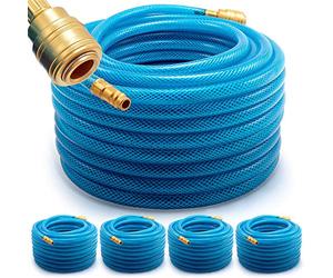 Deuba 5X 20m Compressed Air Hose PVC Quick Coupling 15 Bar ¼' Connection Ø Inside 6mm Outside 13mm Fabric Hose Pneumatic Tools