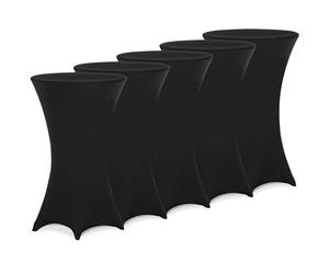 Deuba® 5x Black Stretch Table Cloth Covers, 80-85cm Round Bar Tables | Fitted Washable Party Table Cloth Set, Wrinkle-Resistant Bistro Table Covers for Banquets, Events & Wedding Decorations