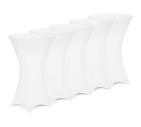 Deuba® Pack of 5 Spandex Tablecloth High Table Slip Covers | Tight, Fitted Set, Washable & Wrinkle Resistant | Elastic Stretch | For Event Wedding Banquet & Parties | 60-65cm Diameter | White