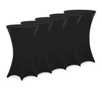 Deuba® 5x Spandex Tablecloth High Table Slip Covers, 80-85cm, Black