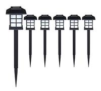 Deuba® 6X Solar LED Garden Path Marker Lights | Outdoor Pathway Border Lighting with Ground Spikes | Weatherproof Automatic Twilight Sensor Lamps | Built-in Rechargeable Battery | Black