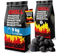 DEUBA® 9KG BBQ Charcoal Briquettes, Restaurant Grade, 3x 3kg Bags