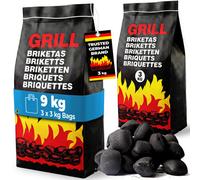 Deuba 9Kg Bbq Charcoal Briquettes, Restaurant Grade, 3X 3Kg Bags