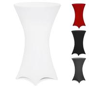 Deuba® Bar Table Stretch Slip Cover for 70-75cm Diameter Bistro Tables | 120cm Height | 30°C Washable Easy Care Fabric | Reinforced Feet | Ideal for Weddings, Parties, Events | White