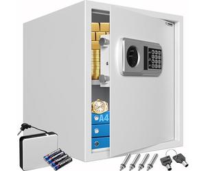 DEUBA® Electronic Safe with Digital Code Lock | For Home & at the Office | 35x40x40cm | Money Box with 4mm Steel Door & Double Steel Bolt | LED Display | Interior Light | Silver