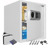 DEUBA® Electronic Safe with Digital Code Lock, LED Display & Interior Light | For Home & at the Office, 35x40x40cm, Money Box with 4mm Steel Door & Double Steel Bolt, Jewellery Lock Box, Silver
