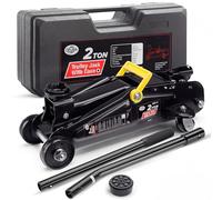 DEUBA® Hydraulic Car Jack, 2 Tonne Capacity, Lift Height 135-330 mm, Black | Equipment Case, Carry Handle & Rubber Pad, Access for Car Accessories Tyre Inflator, Oil Filter, Spray Adhesive & Power Tools