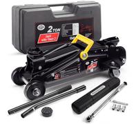 DEUBA® Hydraulic Car Jack & Torque Wrench Set, 2 Tonne Capacity, Black | Trolley Jack Kit, 135-330mm Lift Range, 6 Piece Torque Wrench Set 1/2" 40-210Nm, Includes Carry Case & Rubber Pad