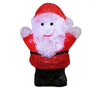 DEUBA® Illuminated Acrylic Santa Claus | Battery Operated LED Christmas Decorations with Cool White Glow | 18x14x9cm | Ideal for Indoor and Outdoor Decoration