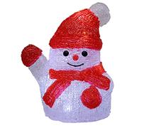 DEUBA® Illuminated Acrylic Snowman Figure | Christmas Decoration | Battery Operated Energy Efficient LED | Festive Cool White Glow | Indoor Xmas Lighting Decor | 18.5x15x11cm