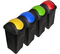 Deuba® Kitchen Bin Set | 4 x 60 L with Swing Lids | Ideal for Home and Kitchen Waste | Nappy Bin, Food Bin | Compatible with Standard Bin Bags | Durable and Space-Saving Design