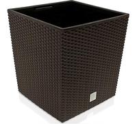 Deuba® Large Plant Pot, Outdoor & Indoor Planter, 39x39x40.5cm, Anthracite | 64L Square Flowerpot Planter, Drainage Holes, Robust Rattan Effect Plastic Flower Pot for Patio, Balcony & Home Decor