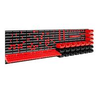 Deuba MONZANA® 97 Pcs Tool Rack | Wall Mounted | 190x54cm | Expandable Pegboard | Perforated Tool Holder Shelf | Home | Garage | Workshop | DIY | Stacking Bin Rack | Black & Red