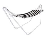 Deuba Outdoor Garden Hammock and Metal Stand 6ft Large Patio Portable Camping Travel Swinging Hanging Bed 200x80cm Black